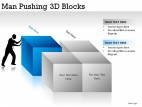 Man Pushing 3d Blocks PowerPoint Presentation Slides