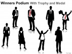 Winners Podium With Trophy PowerPoint Presentation Slides