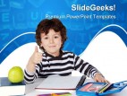 Adorable Boy Studying Education PowerPoint Template 1010