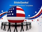 American Unity Globe People PowerPoint Template 1010