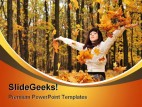 Autumn Girl Nature PowerPoint Template 1010