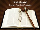 Book Gavel Glasses PowerPoint Template 1110