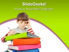 Boy Reading Books Education PowerPoint Template 1010