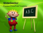 Boy With Blackboard Education PowerPoint Template 1110