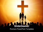Cross Family Religion PowerPoint Template 0610