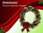 Decorated Wreath Christmas PowerPoint Template 0610