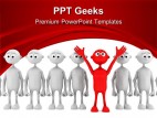 One Red Man Stand Out From Group Leadership PowerPoint Templates And PowerPoint Backgrounds 0411