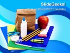 School Supplies Education PowerPoint Backgrounds And Templates 1210