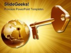 Unlock World Business PowerPoint Template 0910
