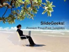 Woman On Beach Business PowerPoint Template 1110