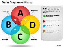 Venn Diagram 4 Pieces PowerPoint Presentation Slides