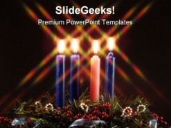 Advent Candles Religion PowerPoint Template 0610