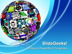 App Icons In A Sphere Communication PowerPoint Backgrounds And Templates 1210