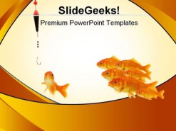 Bait Gold Fishes PowerPoint Template 0810
