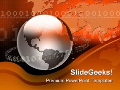 Binary Map And Globe PowerPoint Template 1010