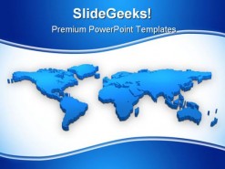 Blue World Map Globe PowerPoint Template 1010