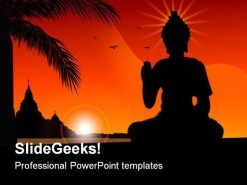 Budha Religion PowerPoint Template 0610