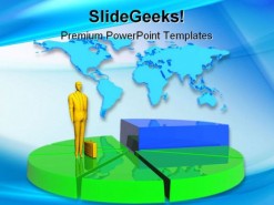 Business Man And Pie Global PowerPoint Background And Template 1210