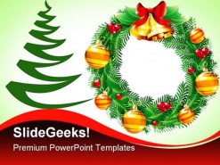 Christmas Tree And Wreath Festival PowerPoint Backgrounds And Templates 1210