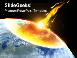 Collision Asteroid Globe PowerPoint Template 0610