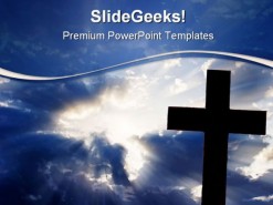 Cross In Sky Religion PowerPoint Template 0610