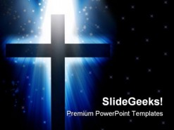 Cross Light Religion PowerPoint Template 0610