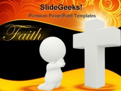 Cross Prayer Religion PowerPoint Template 0910