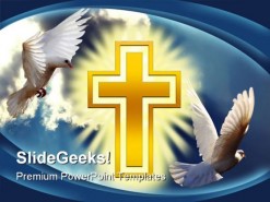 Dove Cross Light Religion PowerPoint Template 0610
