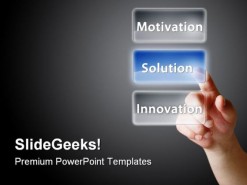 Finger Press On Solution People PowerPoint Backgrounds And Templates 1210