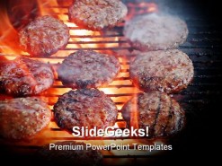 Flame Burgers Food PowerPoint Template 0810