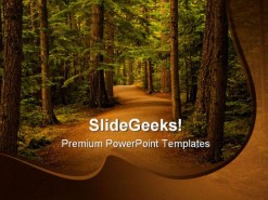 Forest Path Way Nature PowerPoint Template 0810