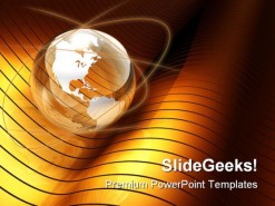 Globe Gold Wave Earth PowerPoint Template 1110