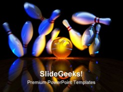 Glowing Ball Does Strike Sports PowerPoint Backgrounds And Templates 1210