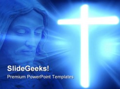 Glowing Cross Religion PowerPoint Template 0610