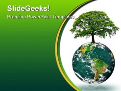 Green Earth Energy Globe PowerPoint Template 0810