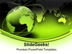Green Globe Map Earth PowerPoint Template 0910