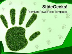 Green Grass Hand Nature PowerPoint Template 1110