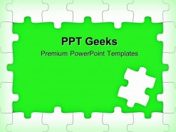 Green Puzzle Frame Business PowerPoint Templates And PowerPoint Backgrounds 0411