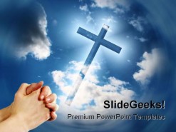 Hands Cross Religion PowerPoint Template 0610