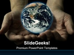 Hands Globe PowerPoint Template 0810