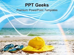 Hat And Flip Flop Beach PowerPoint Templates And PowerPoint Backgrounds 0411