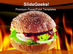Hot Burger Food PowerPoint Template 0810