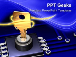 Microchip And Key Security PowerPoint Templates And PowerPoint Backgrounds 0411