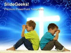 Praying Boys Religion PowerPoint Template 0610