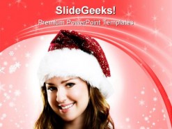 Smiling Woman Christmas PowerPoint Template 1010