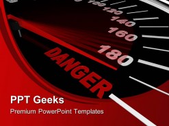 Speedometer Shows Danger Travel PowerPoint Templates And PowerPoint Backgrounds 0411