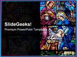 Stained Glass Religion PowerPoint Template 0610