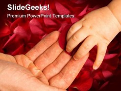 Touching Hand Family PowerPoint Template 0810