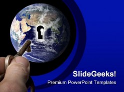 Unlock The World Globe PowerPoint Template 1110