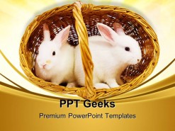White Rabbits In Basket Easter Festival PowerPoint Templates And PowerPoint Backgrounds 0411